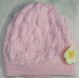 hand knit beanie in pink